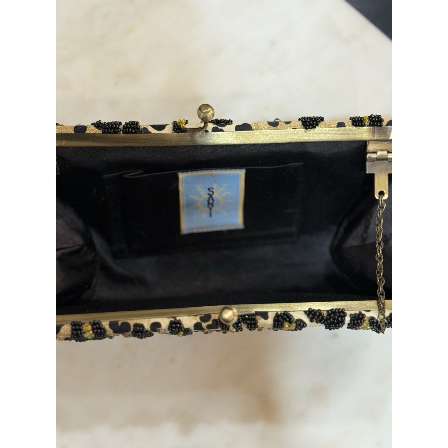 vintage leopard beaded leopard purse with austrian crystals