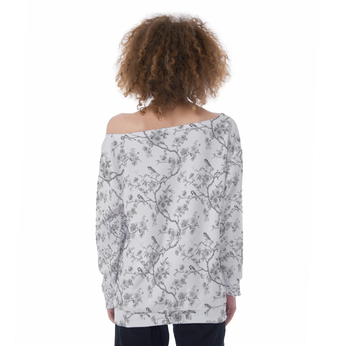 All-Over Print Oversized Women's Off-Shoulder Sweatshirt