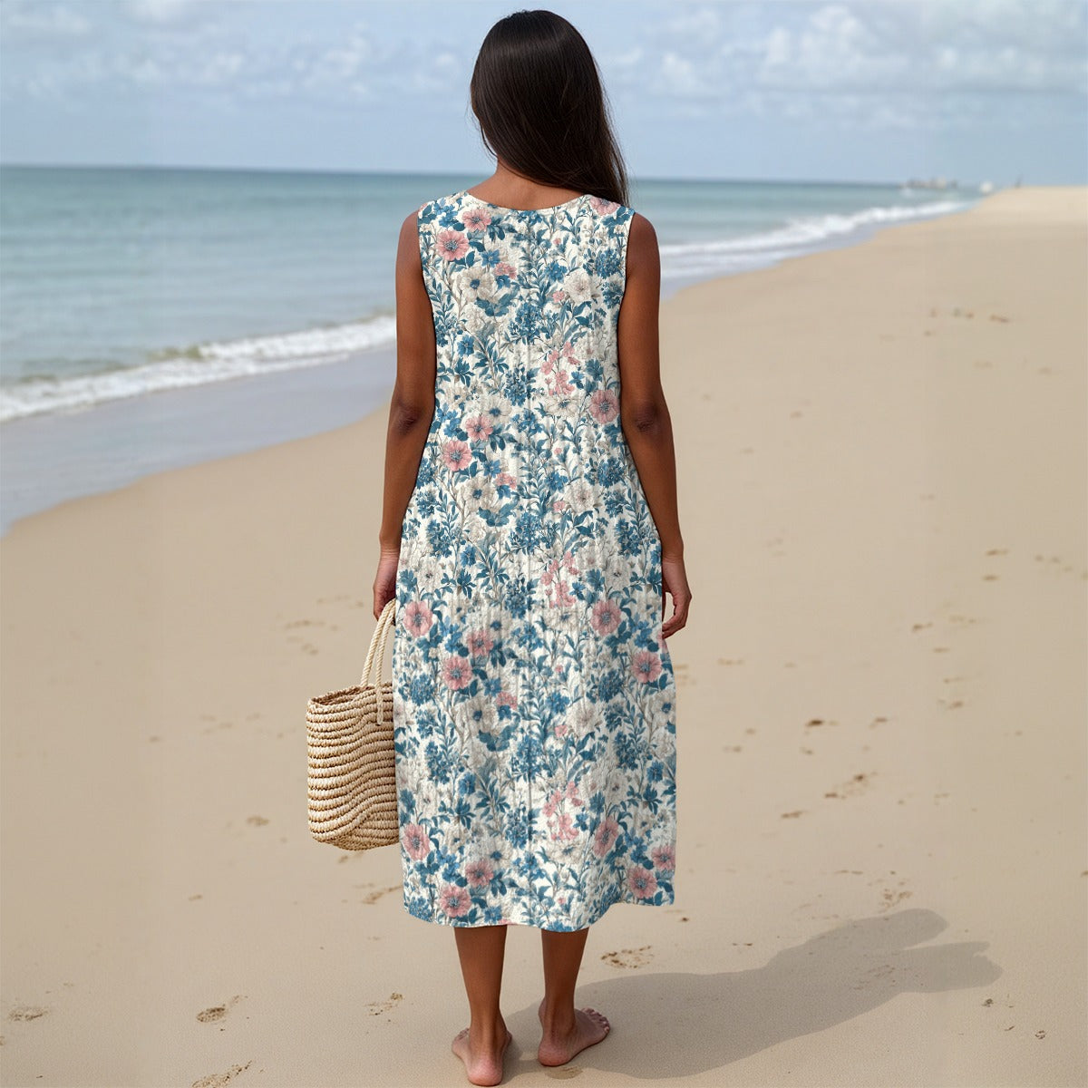 All-Over Print Women's Sleeveless Dress|125GSM Slub Cotton