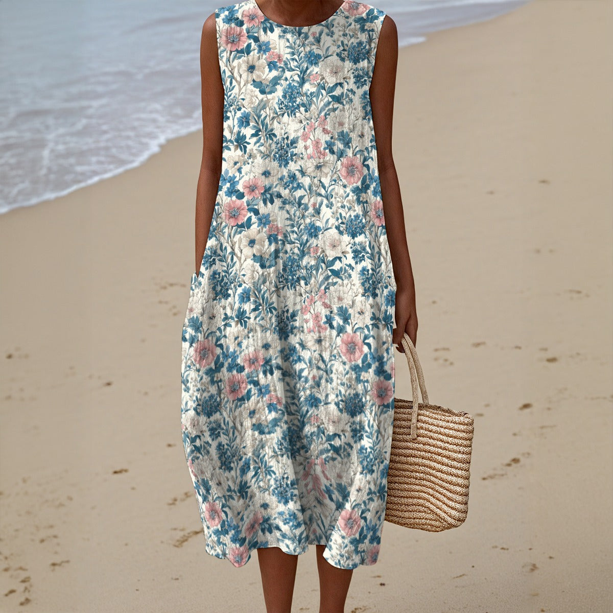 All-Over Print Women's Sleeveless Dress|125GSM Slub Cotton