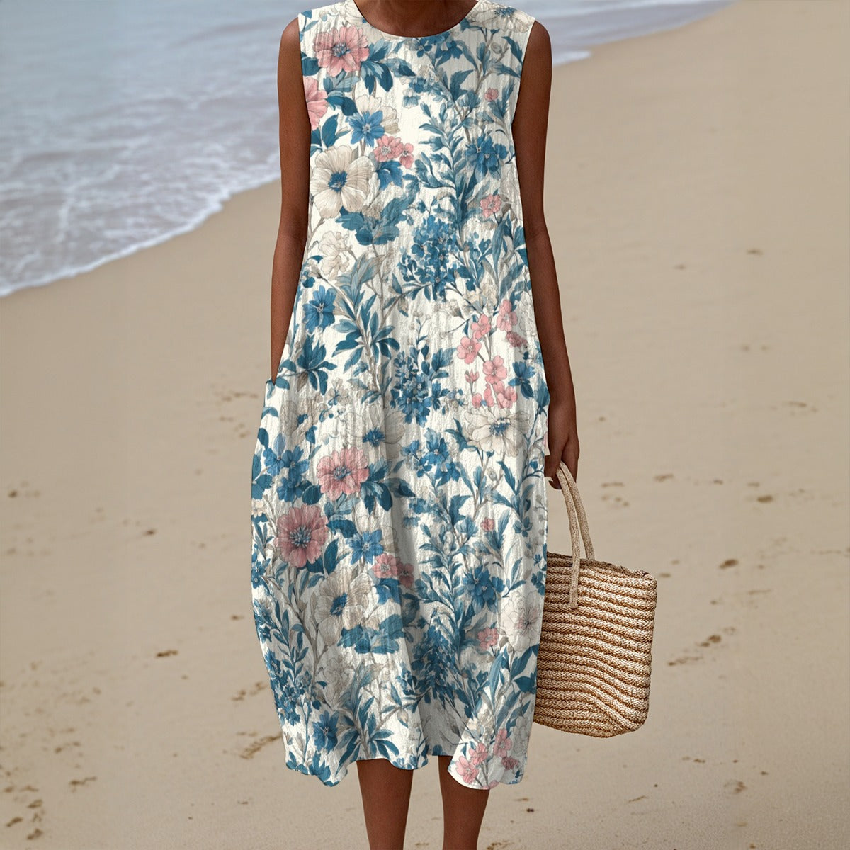 All-Over Print Women's Sleeveless Dress|125GSM Slub Cotton