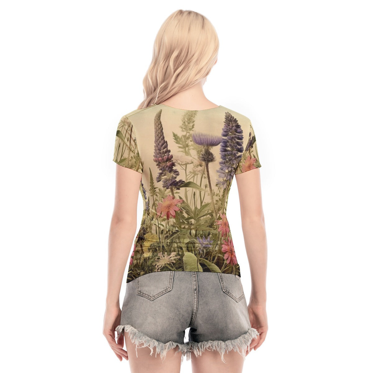 All-Over Print Women's Short Sleeve Mesh Blouse