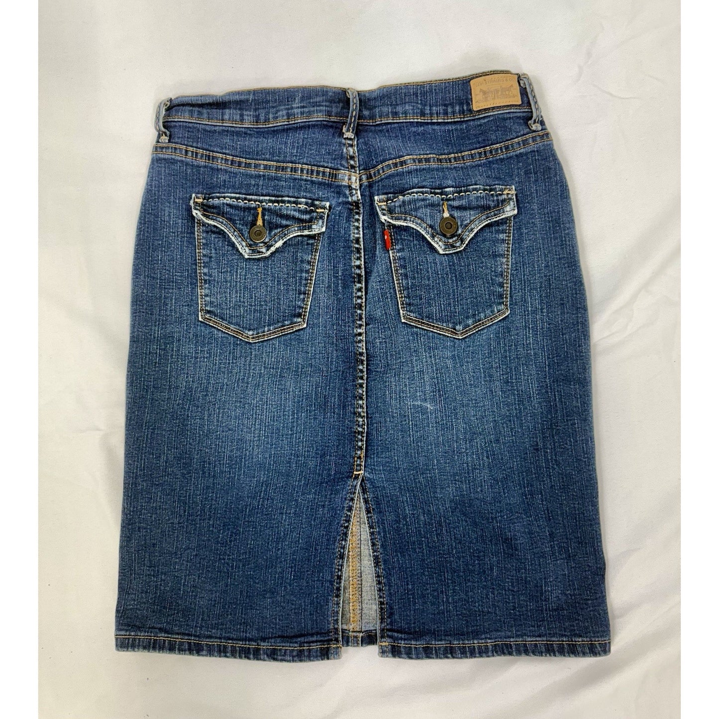 Vintage Levi Denim Mini Skirt Dark Blue-slit- 512 size 6