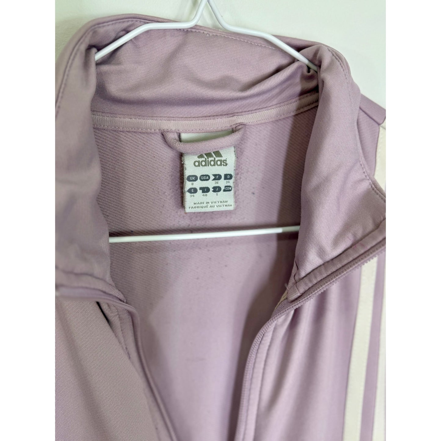 Vintage adidas dusty lavender and white zip jacket size small