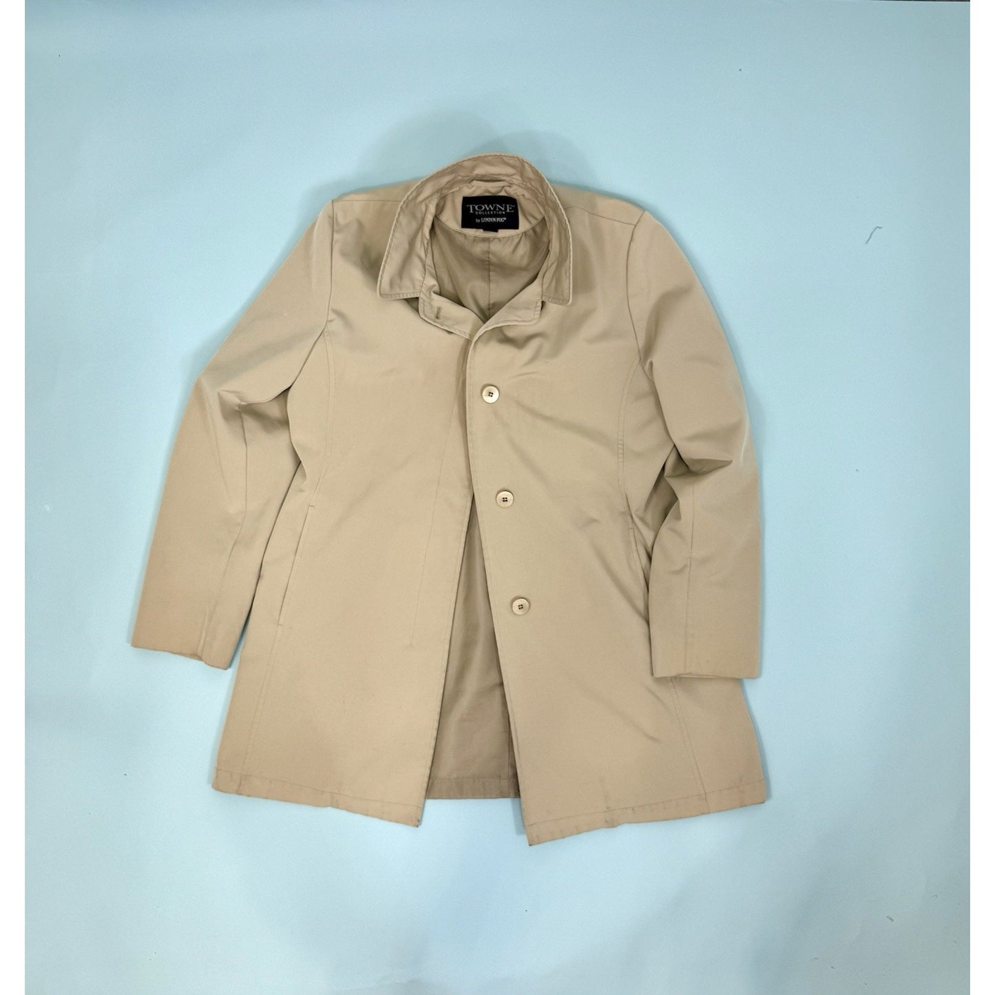 Vintage Towne by London Fog, Women's, Size L Trench Coat, Beige Button Up Jacket