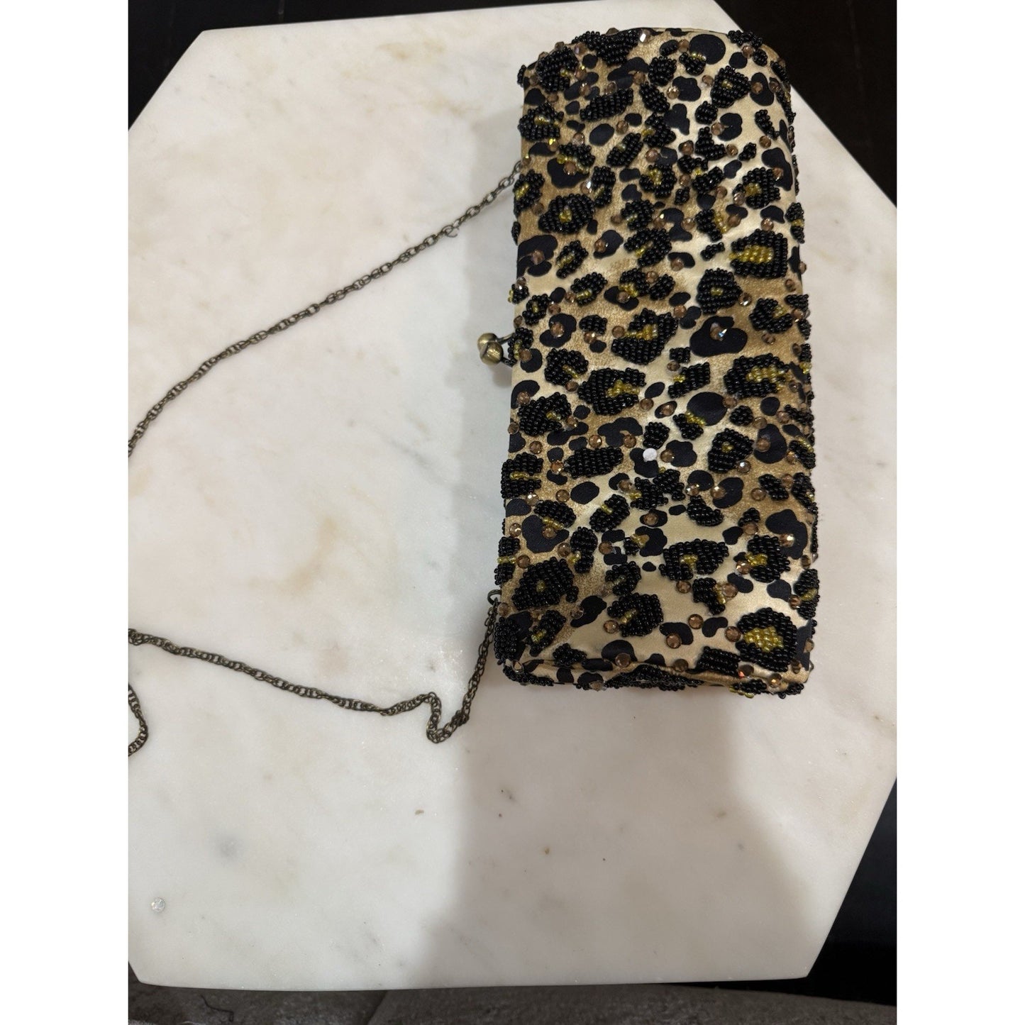 vintage leopard beaded leopard purse with austrian crystals