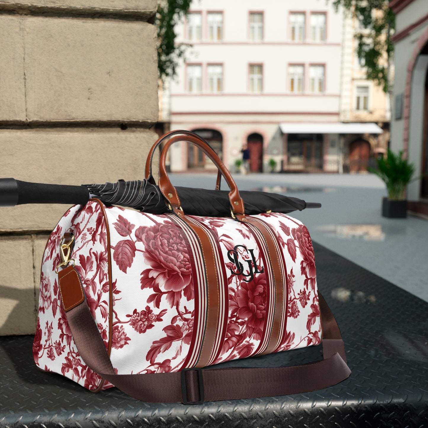 Elegant Floral Waterproof Travel Bag, Weekend Getaway Tote, Overnight Bag, Floral Gym Duffle, Perfect for Gifts