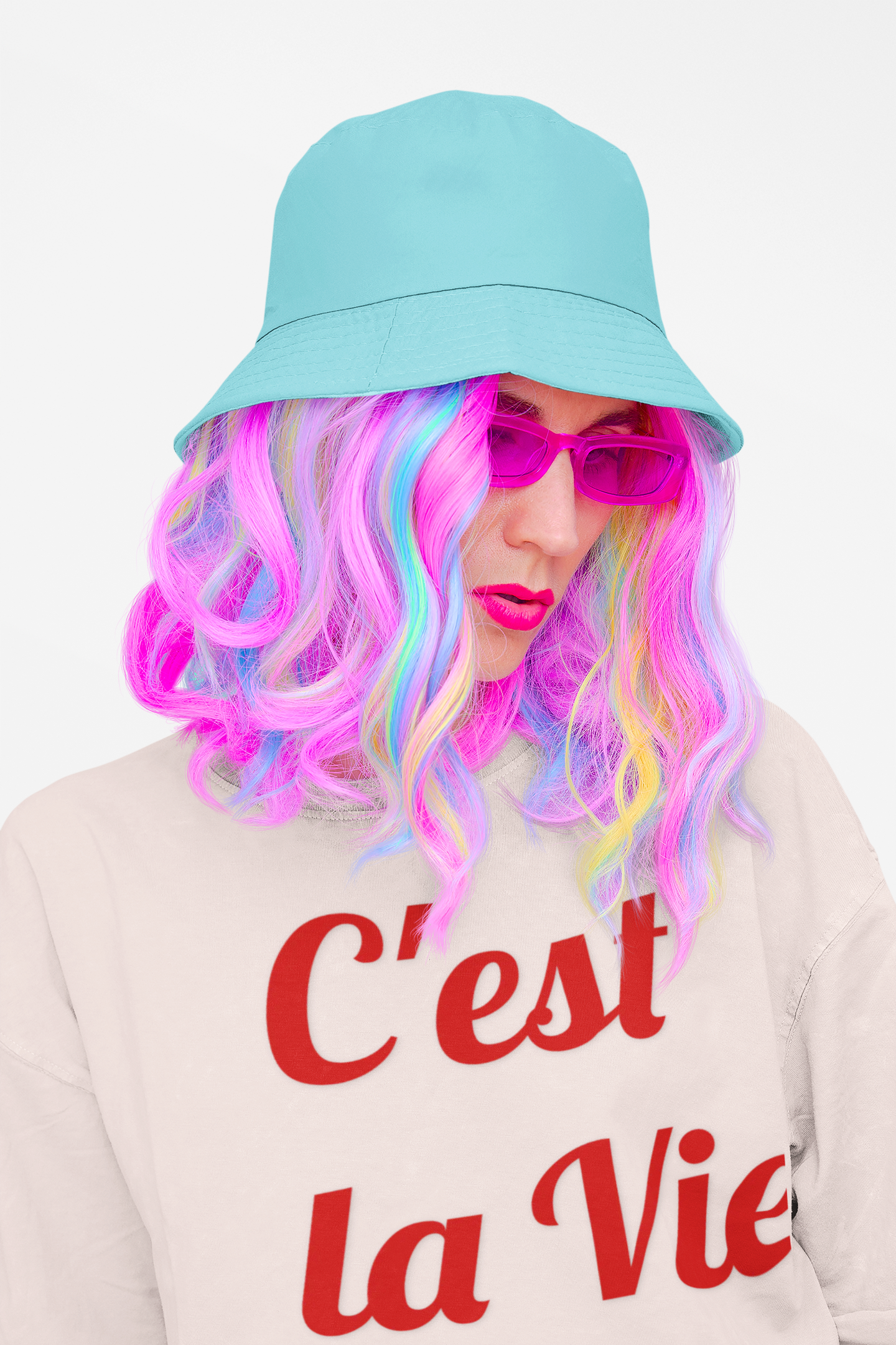 C'est la Vie Unisex Oversized Boxy Tee, Relaxed Fit Tee, Casual Streetwear, Pink Graphic Tee, Gift for Friends, Everyday Wear
