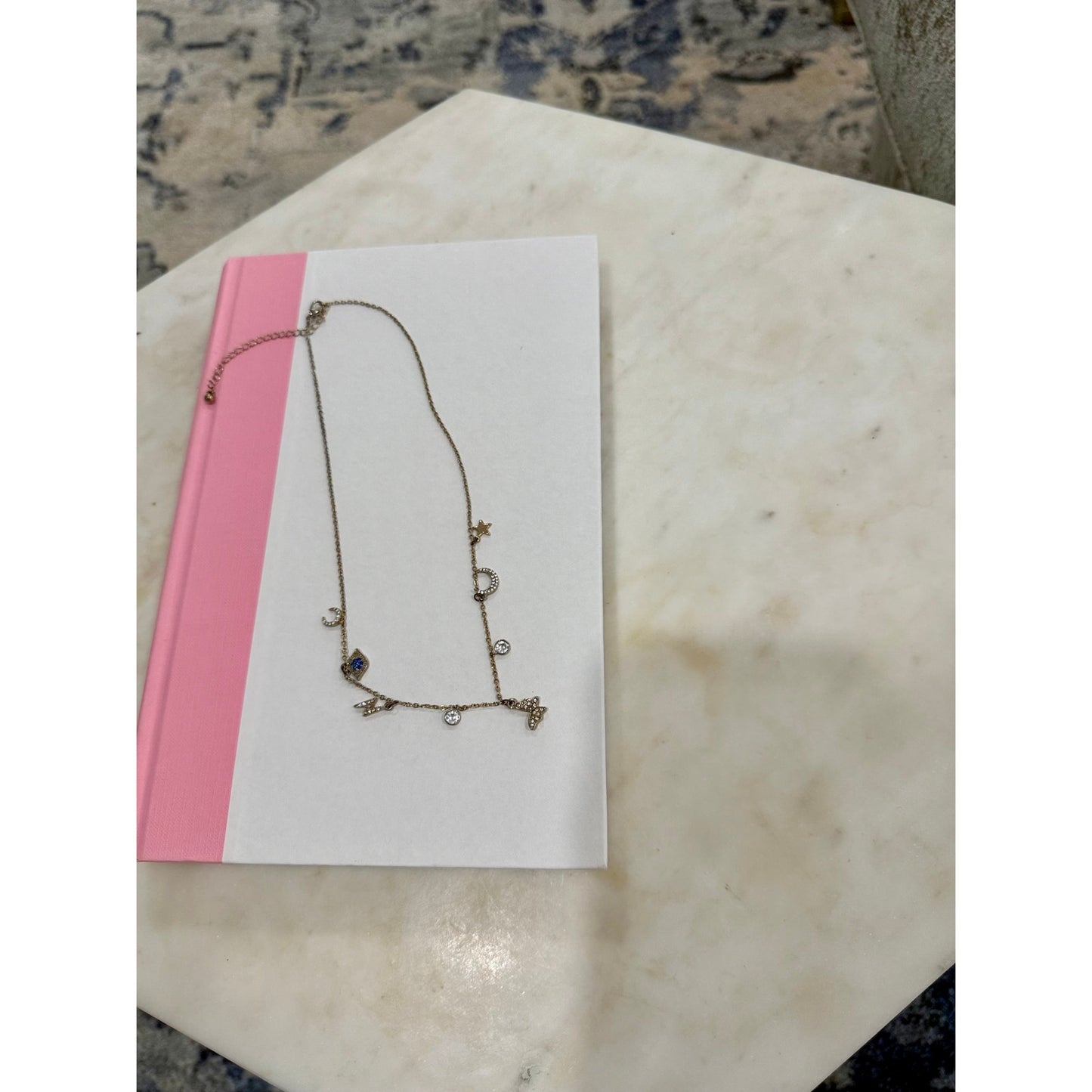 Vintage charm celestial necklace, vintage necklace, moon and star necklace