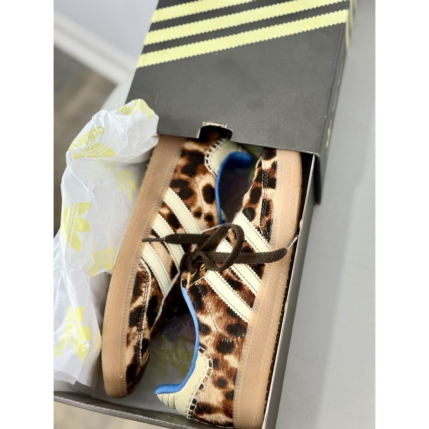 Size 7 - adidas Samba Leopard Wales Bonner with blue accents