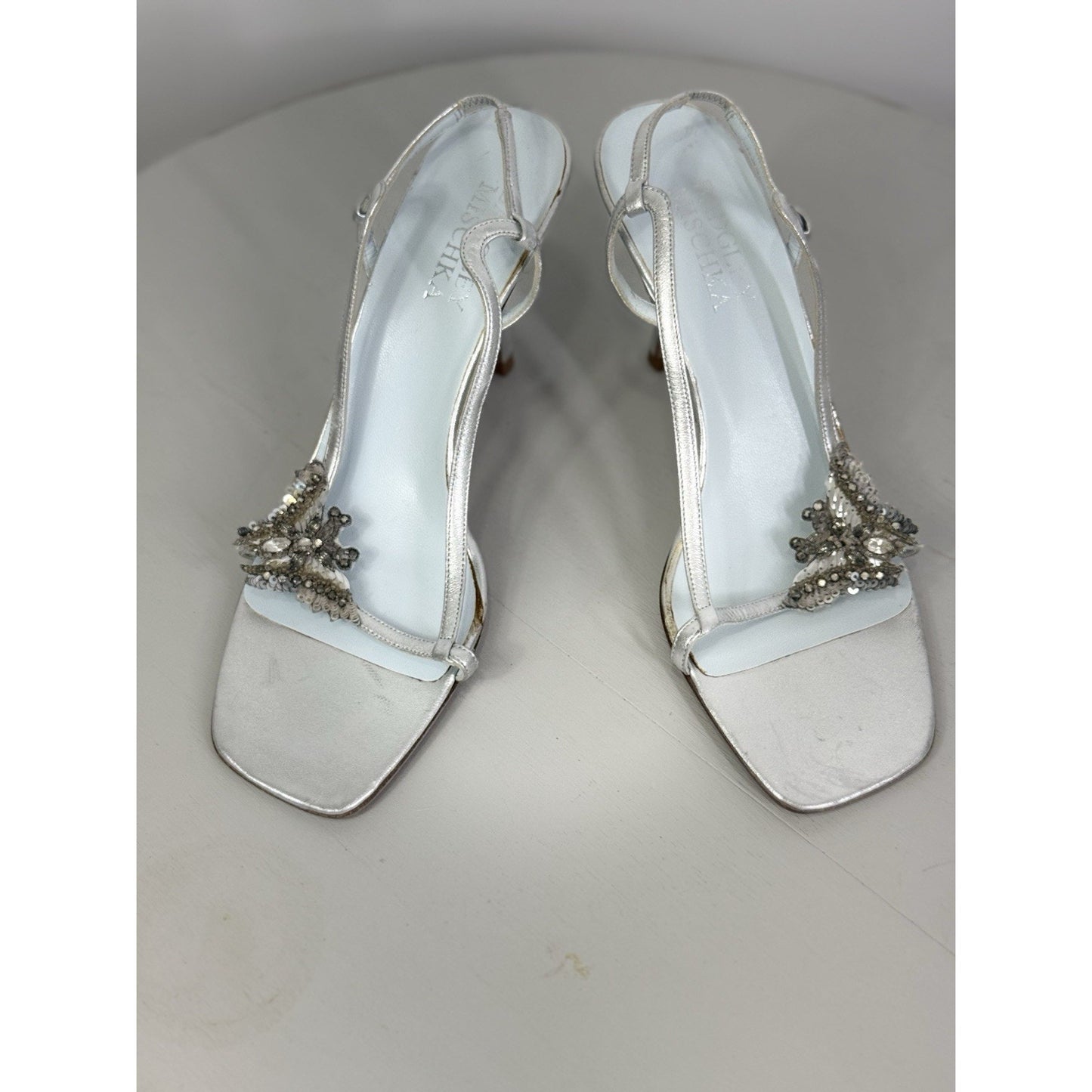 Vintage Badgley Mischka Women's Evening Sandals Silver with gorgeous butterflies