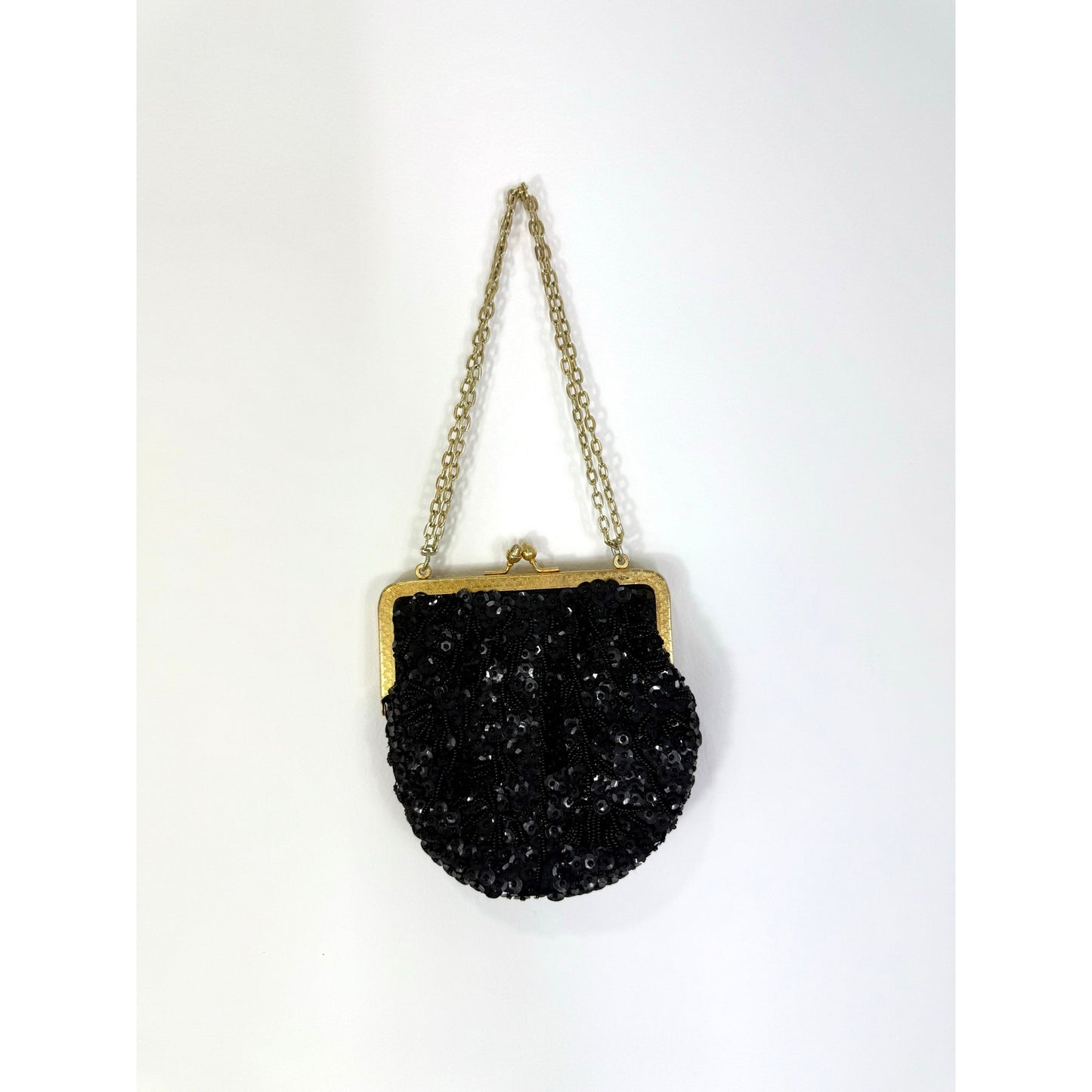 Vintage black and gold beaded 
evening bag