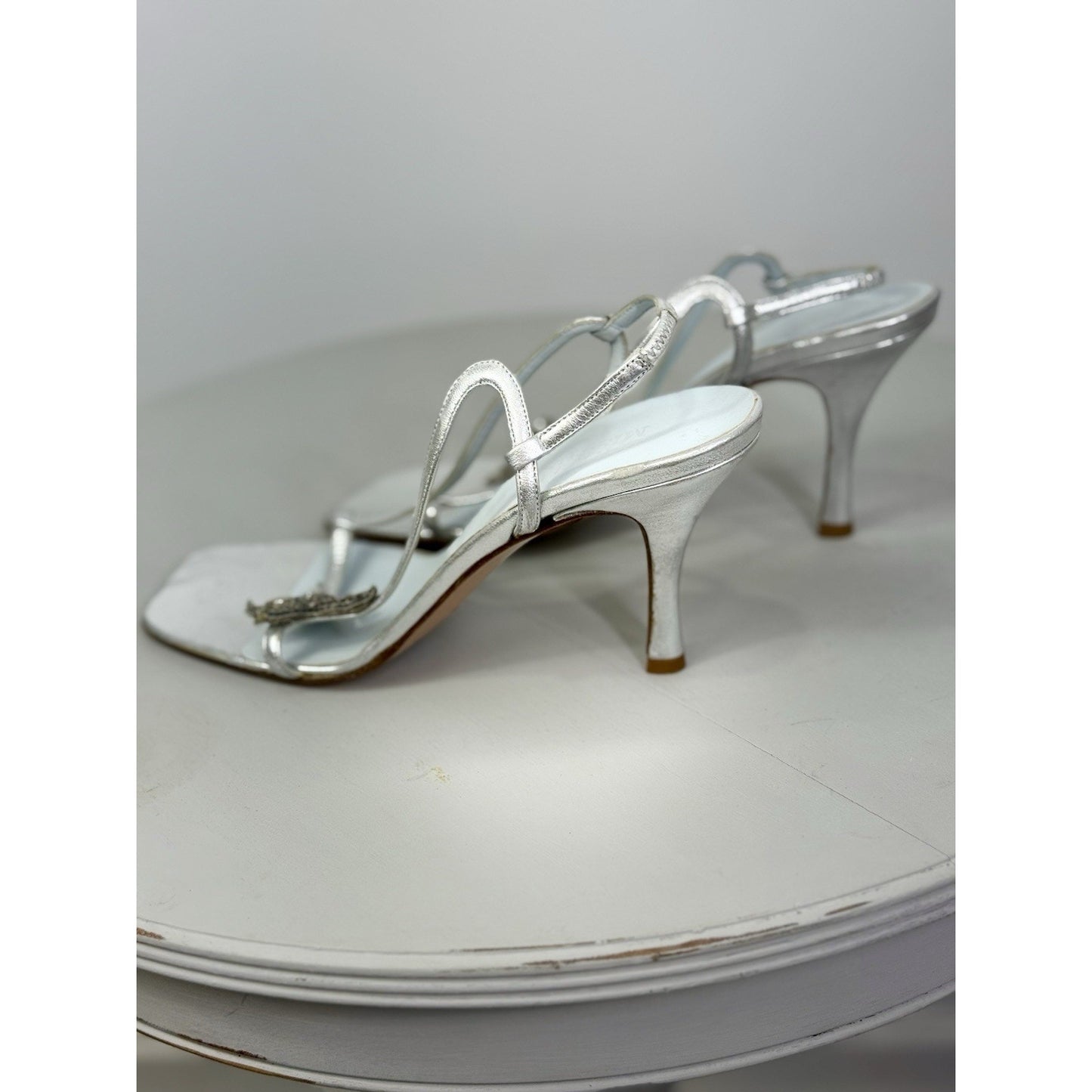 Vintage Badgley Mischka Women's Evening Sandals Silver with gorgeous butterflies