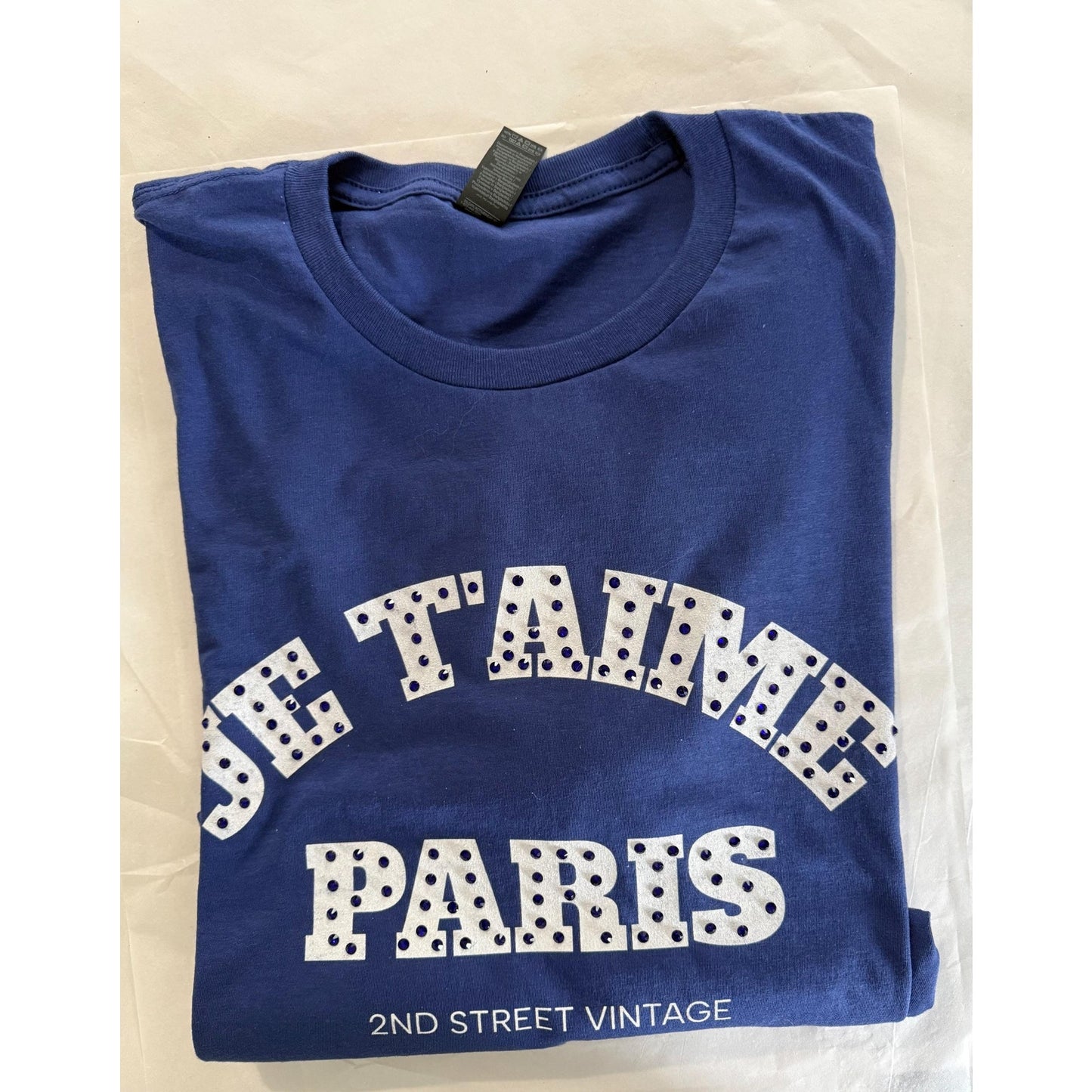 Je T'aime Paris Graphic rhinestoned Tshirt, I love Paris rhinestoned Tshirt