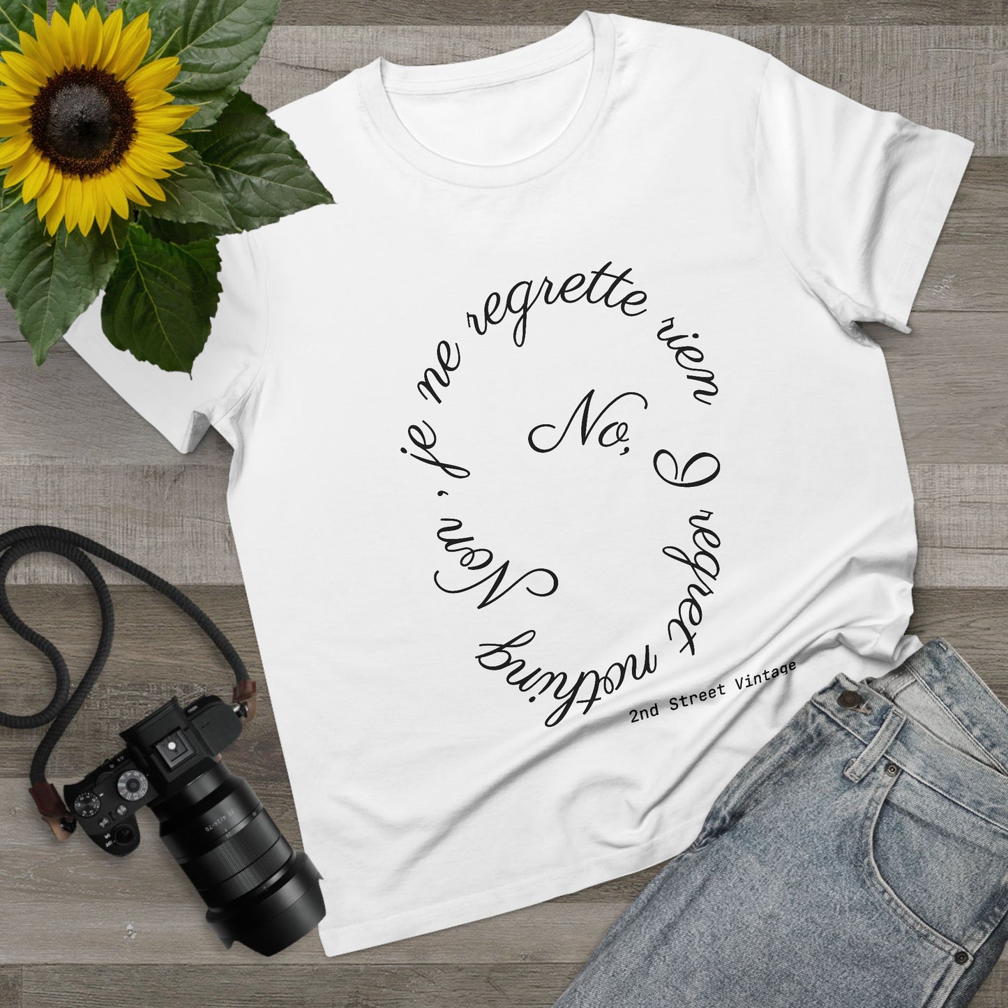 No, I regret nothing Women's T-Shirt, Casual Statement Tee, Vintage Style Apparel, Everyday Wear, Gift for Friends