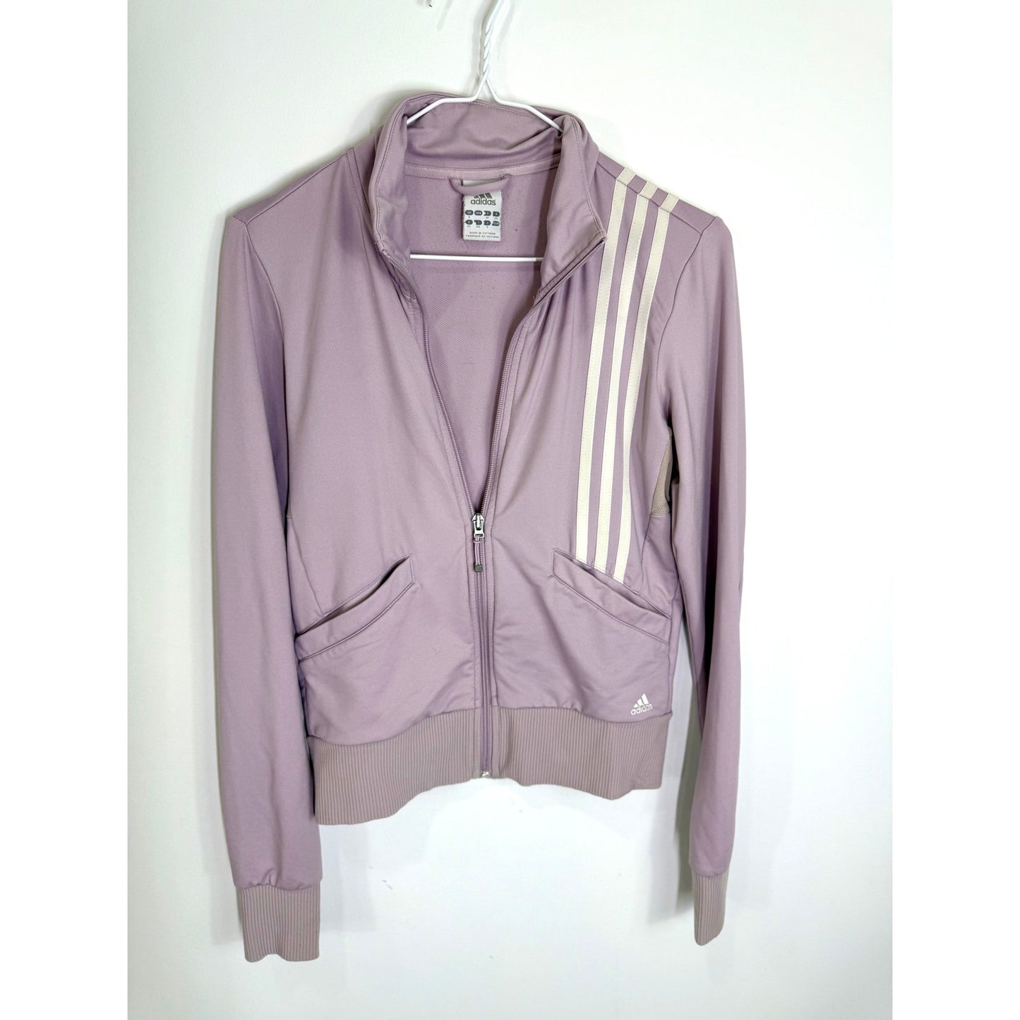 Vintage adidas dusty lavender and white zip jacket size small