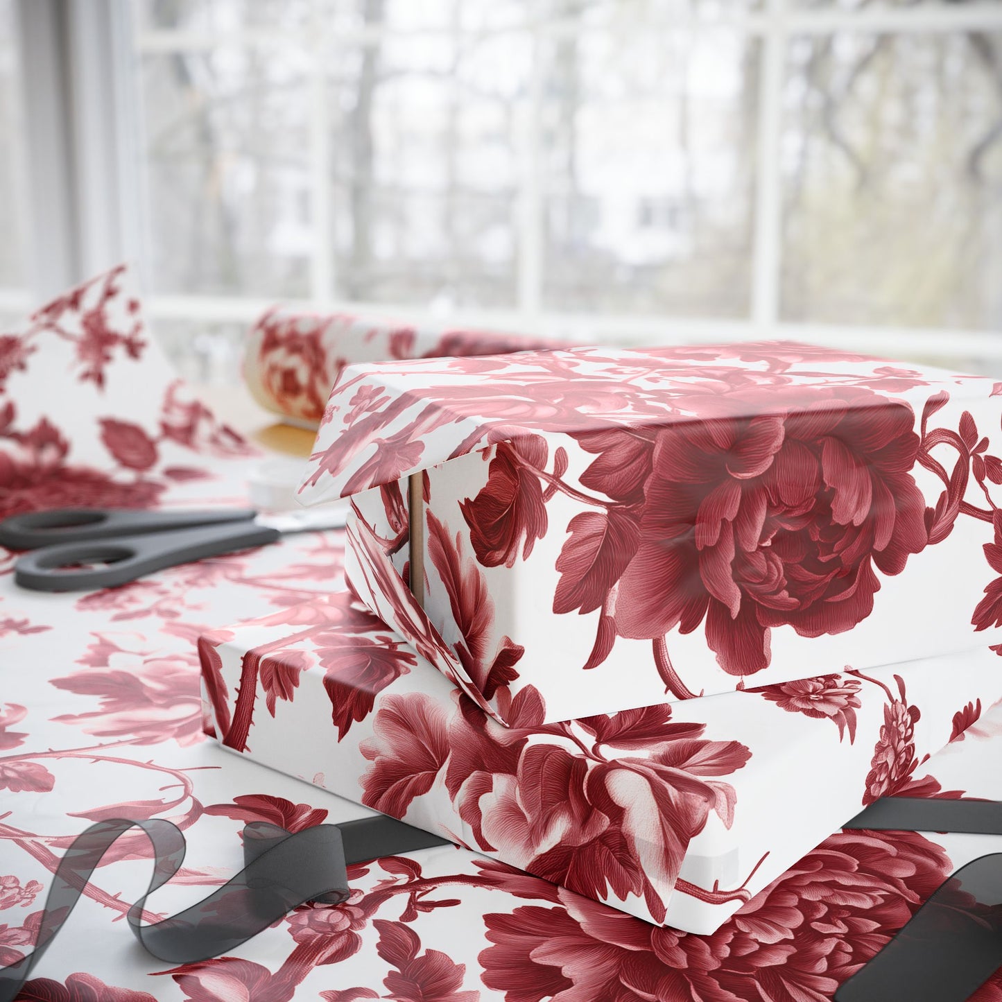 Elegant Floral Wrapping Paper, Gift Wrap, Birthday, Wedding, Special Occasions, Vintage-Inspired Design