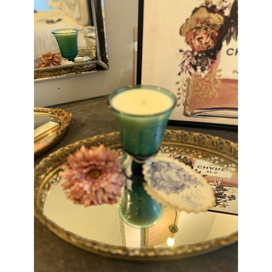 Candle in a Vintage crystal dish,  Vintage Decor