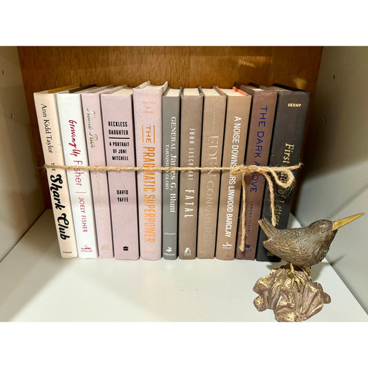 Vintage White to Black Decorative Book collection, white curated book Collection, Vintage Home Decor