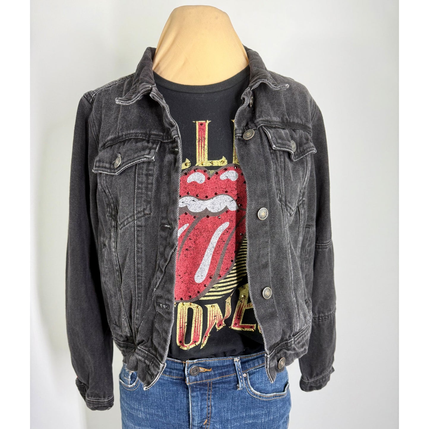Vintage Free People black denim jacket ,  size M