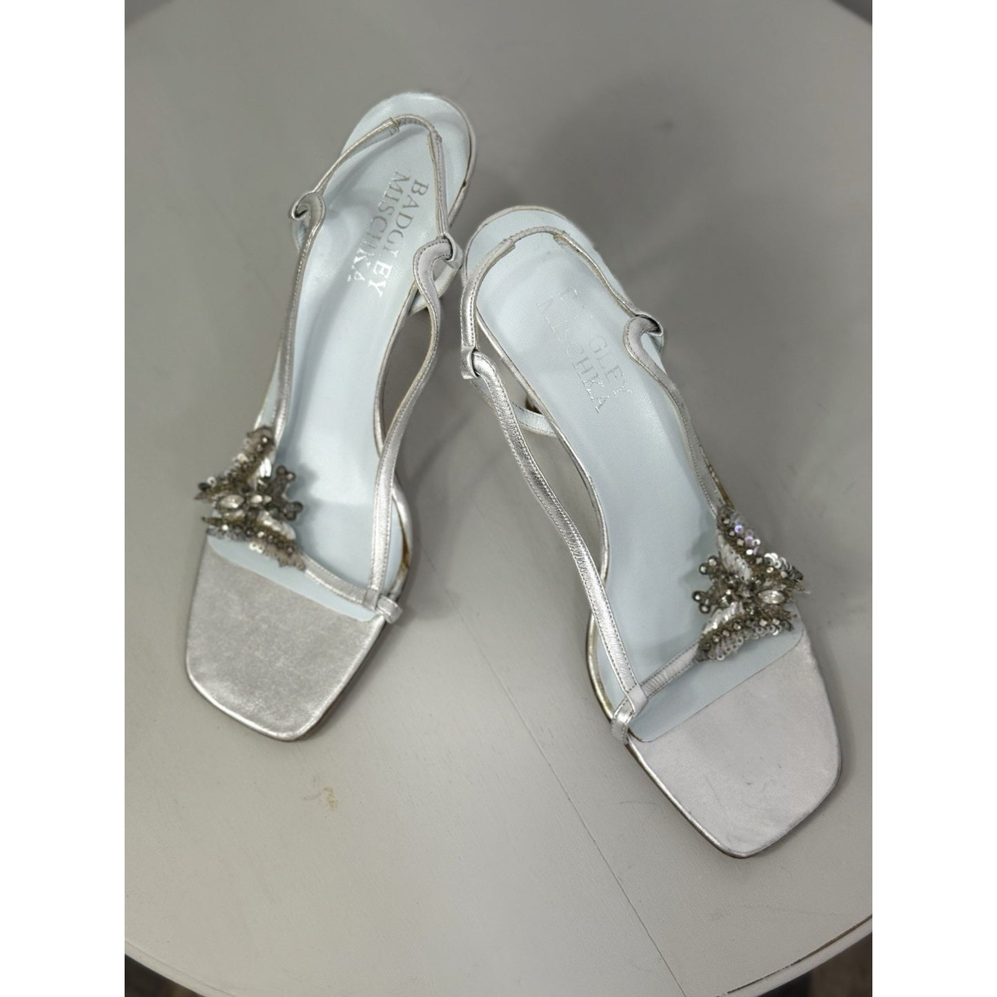 Vintage Badgley Mischka Women's Evening Sandals Silver with gorgeous butterflies