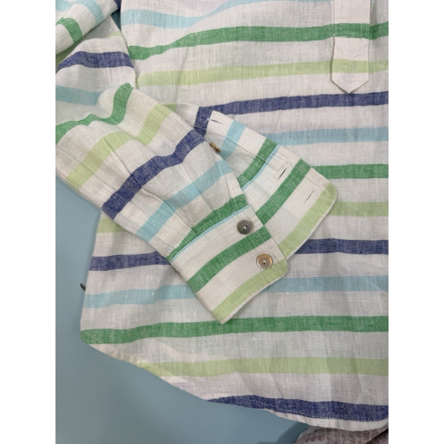 Vineyard Vines Bungalow Stripe Popover Shirt Women 0 NWT Long Sleeve LinenCotton