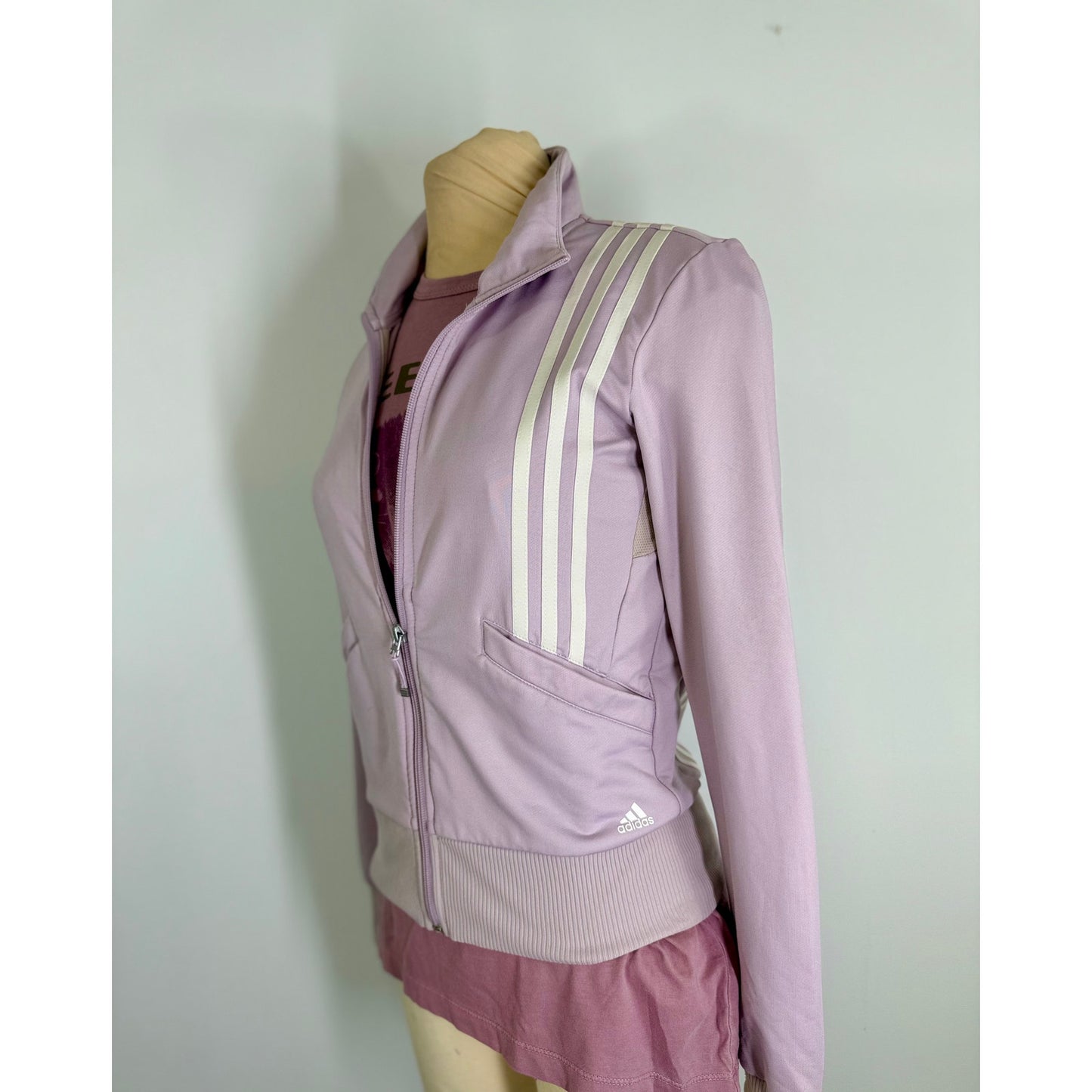 Vintage adidas dusty lavender and white zip jacket size small