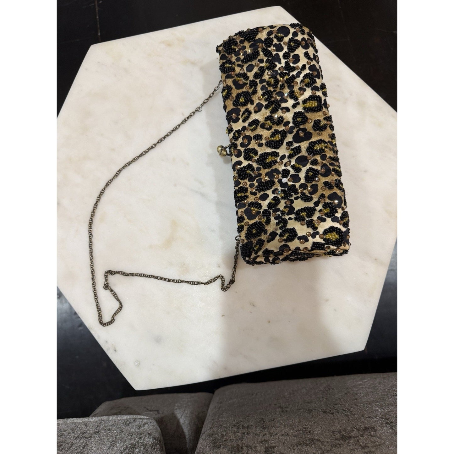 vintage leopard beaded leopard purse with austrian crystals