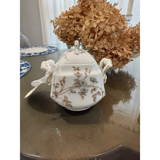 Antique Limoges Haviland Hand Painted blue Color Floral Bouquet Tureen Good Cond.