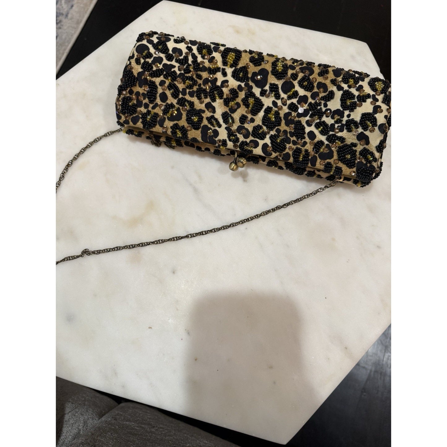 vintage leopard beaded leopard purse with austrian crystals