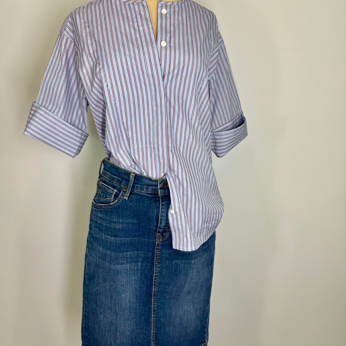 Thomas mason for J crew woven women's  striped woven shirt S