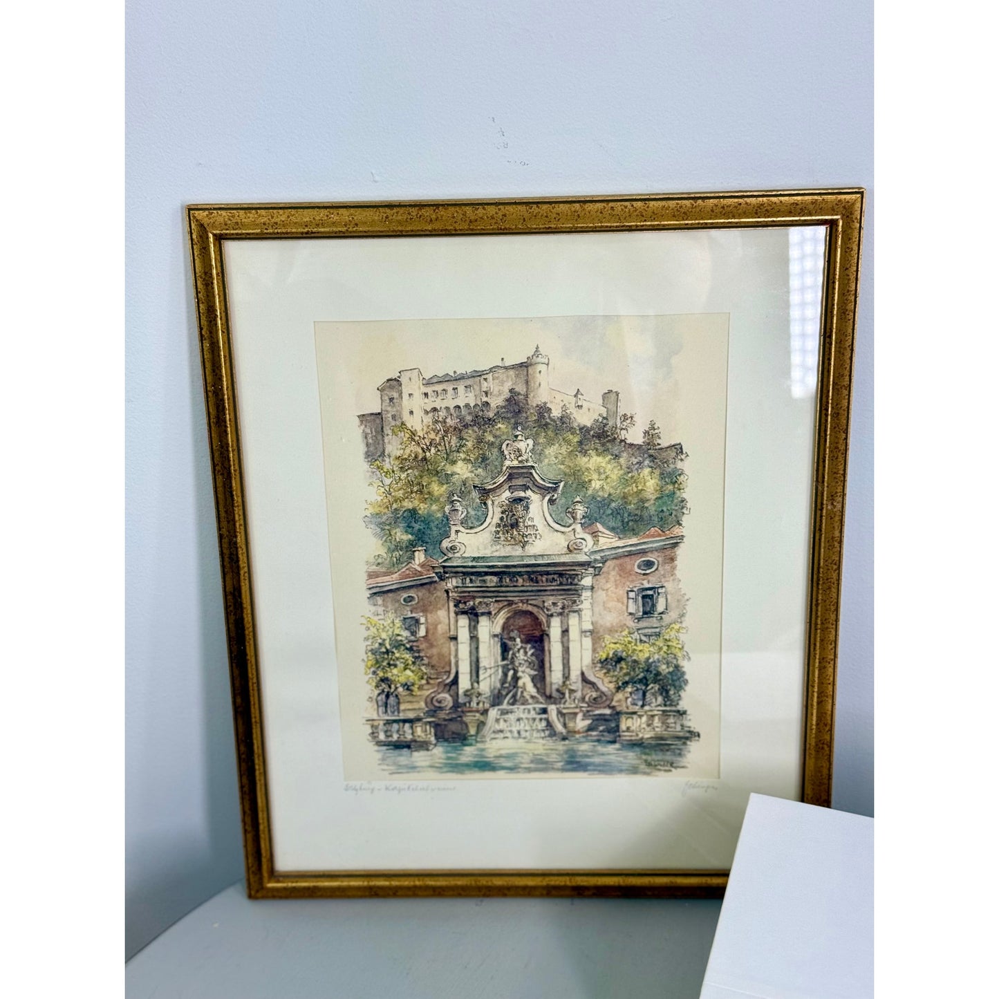 Vintage Artwork featuring Saltzburg Castle, Artist T Elsinger