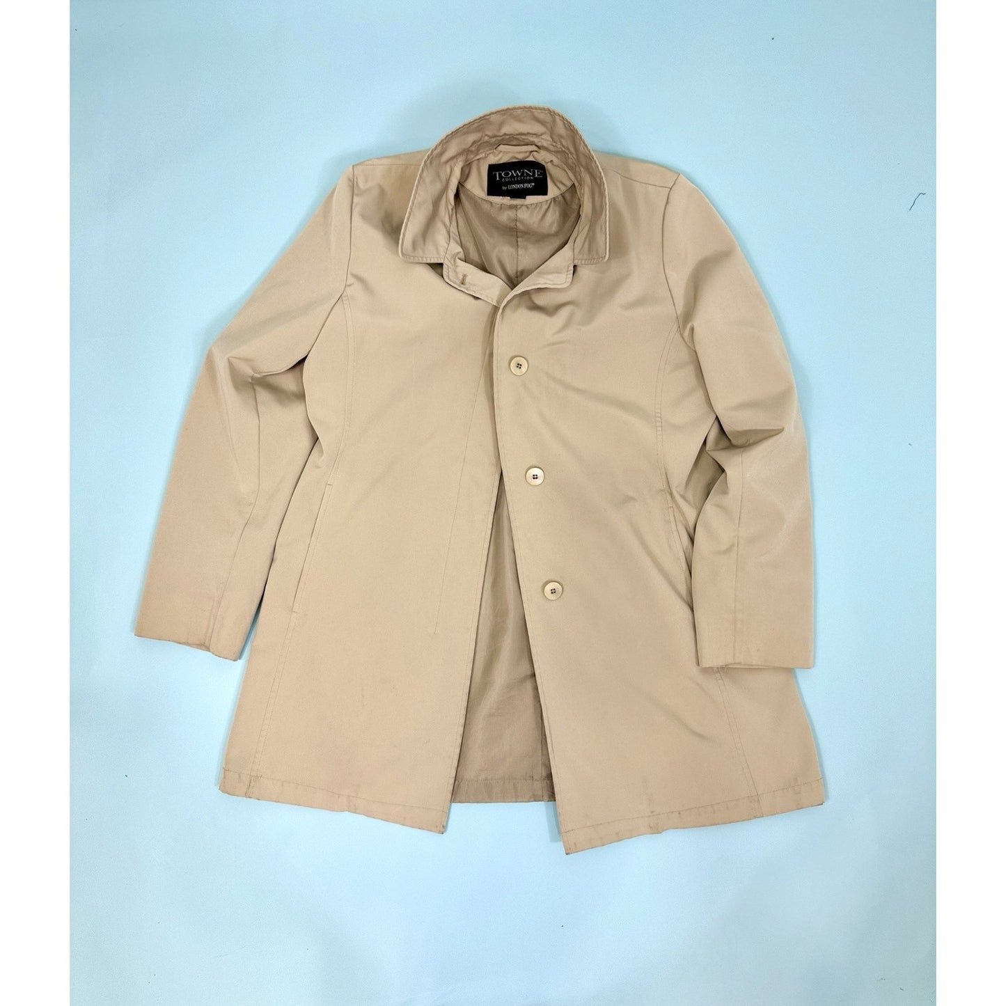 Vintage Towne by London Fog, Women's, Size L Trench Coat, Beige Button Up Jacket