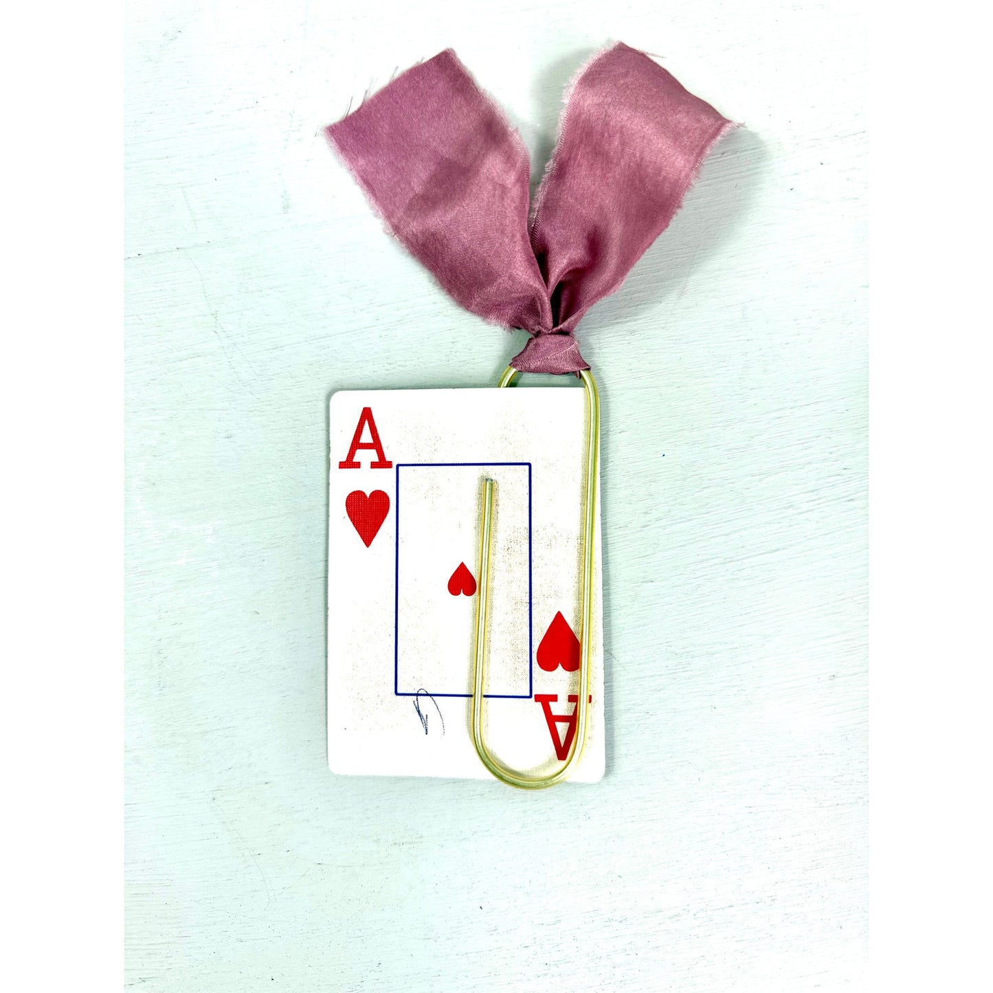 Vintage  Bumble Bee Clips and  ribbon playing Card Bookmark set